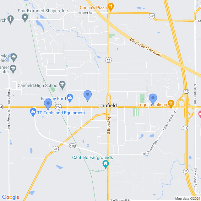 Map of veterinarians in Canfield, OH