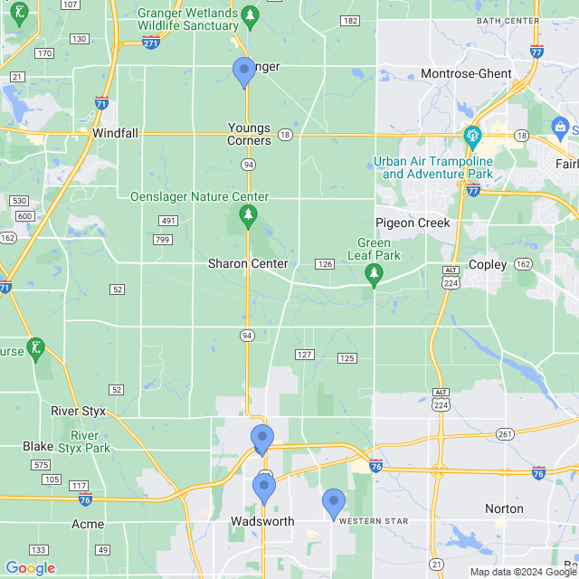 Map of veterinarians in Wadsworth, OH