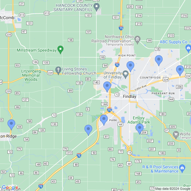 Map of veterinarians in Findlay, OH