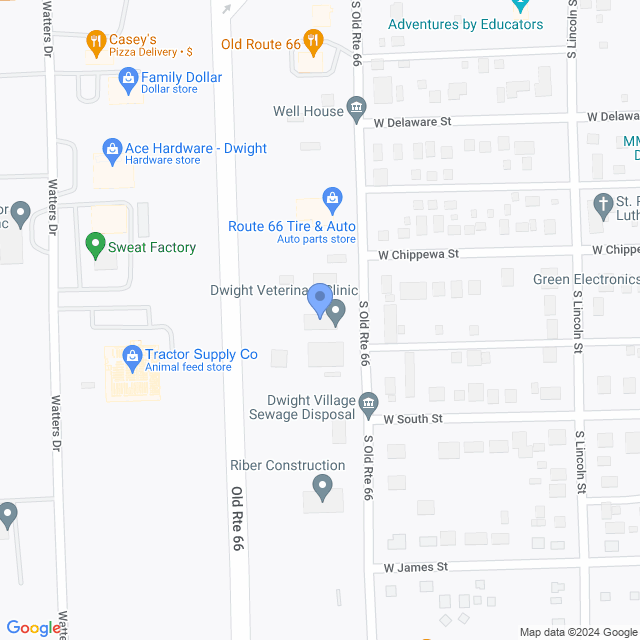 Map of veterinarians in Dwight, IL
