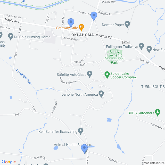 Map of veterinarians in Du Bois, PA