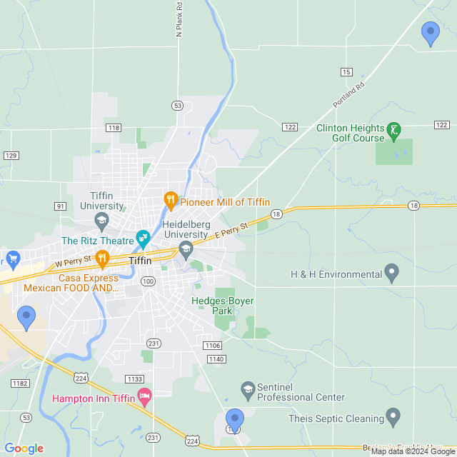 Map of veterinarians in Tiffin, OH