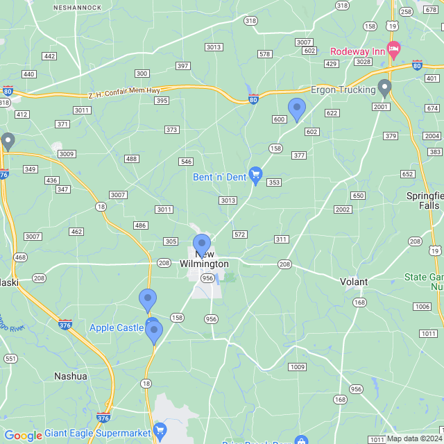 Map of veterinarians in New Wilmington, PA