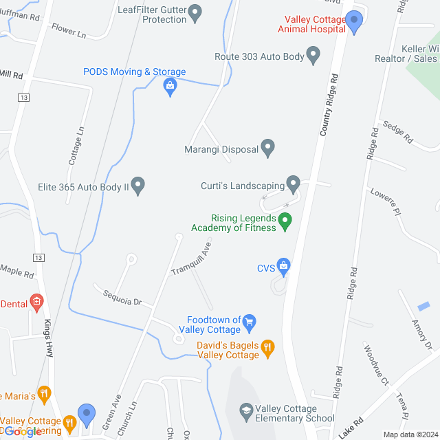 Map of veterinarians in Valley Cottage, NY