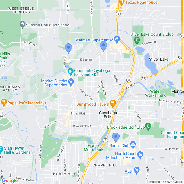 Map of veterinarians in Cuyahoga Falls, OH