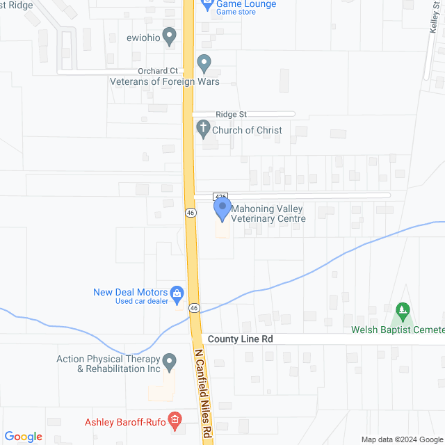 Map of veterinarians in Mineral Ridge, OH