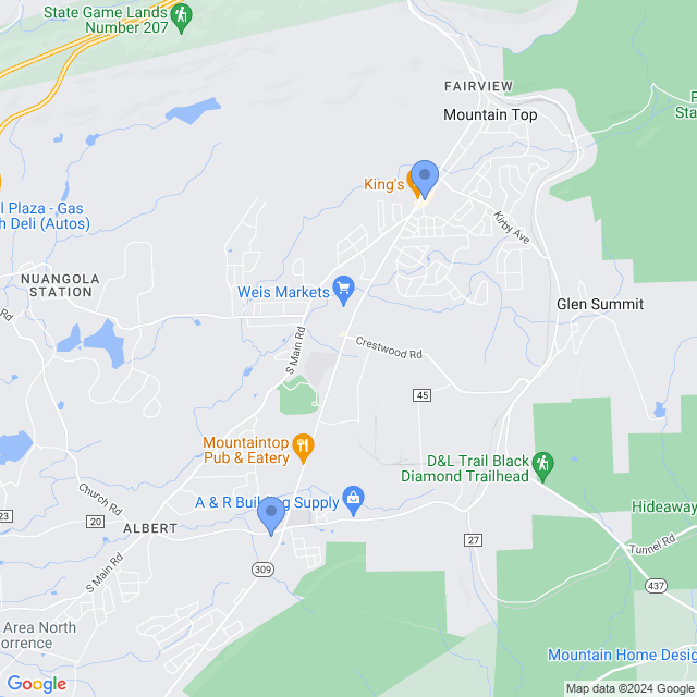 Map of veterinarians in Mountain Top, PA