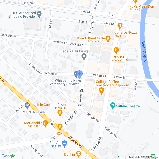 Map of veterinarians in Grove City, PA