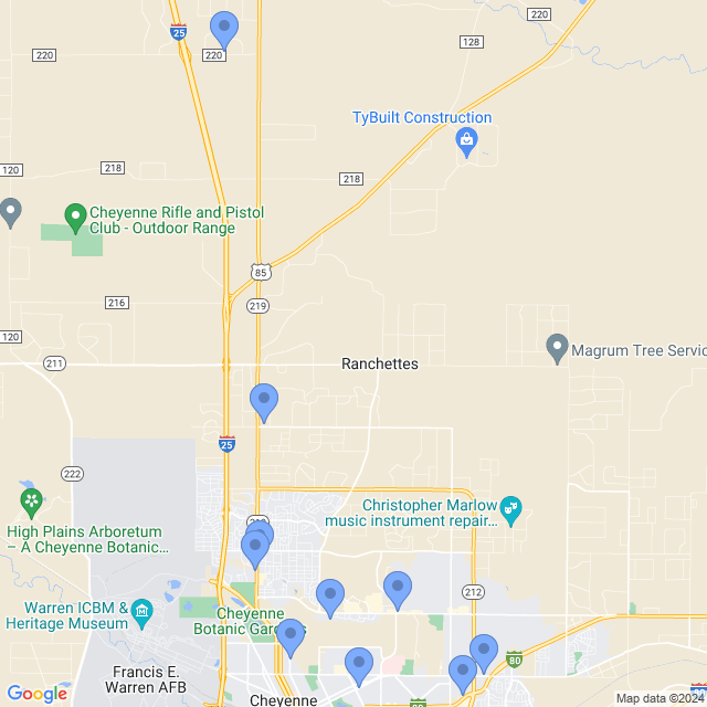 Map of veterinarians in Cheyenne, WY