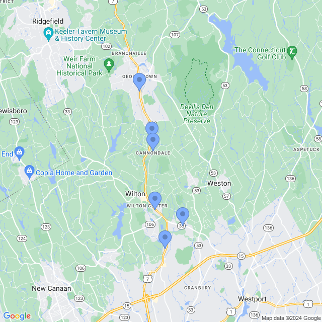 Map of veterinarians in Wilton, CT