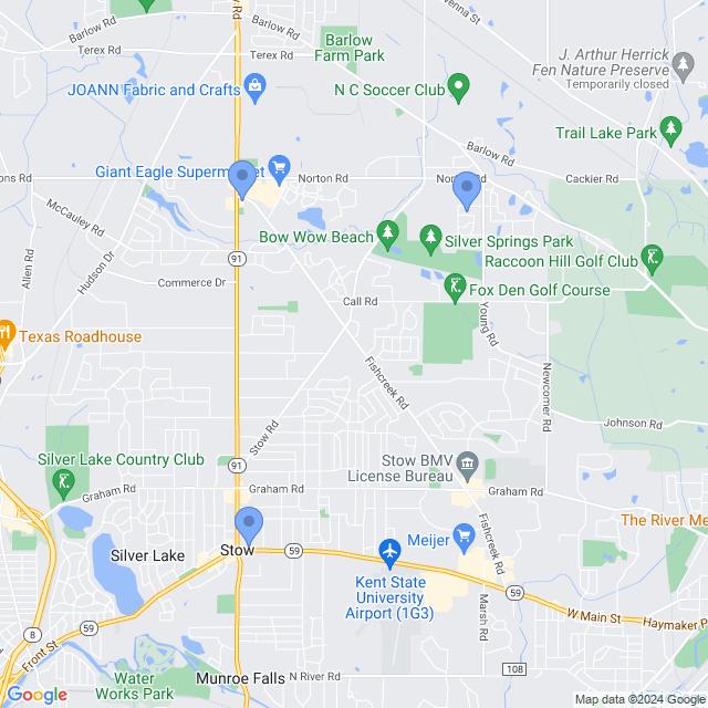Map of veterinarians in Stow, OH