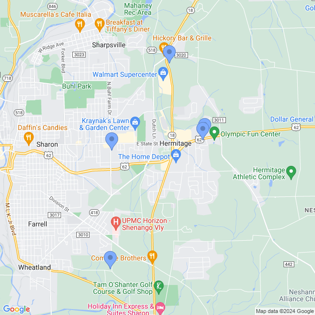 Map of veterinarians in Hermitage, PA