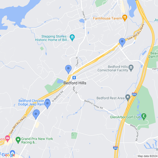 Map of veterinarians in Bedford Hills, NY