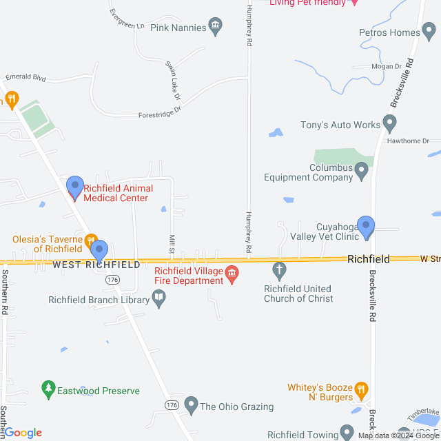 Map of veterinarians in Richfield, OH