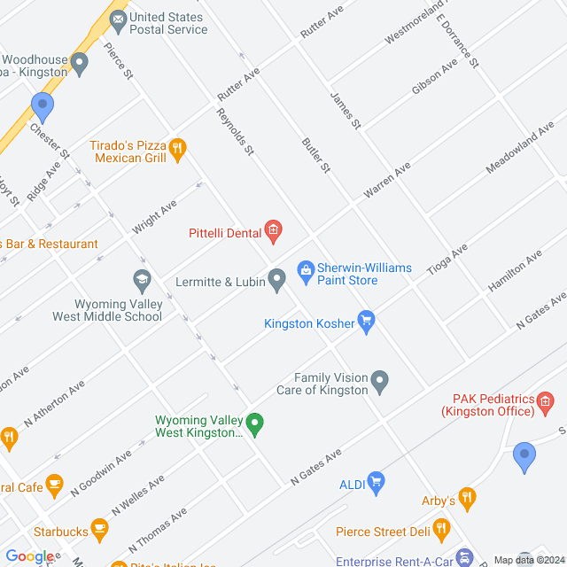 Map of veterinarians in Kingston, PA