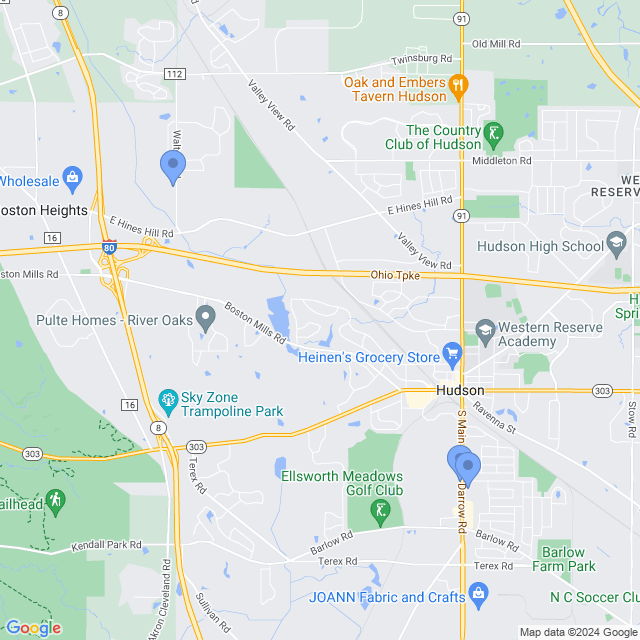 Map of veterinarians in Hudson, OH