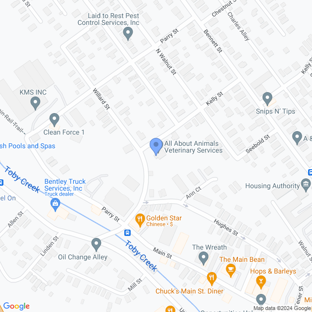 Map of veterinarians in Luzerne, PA