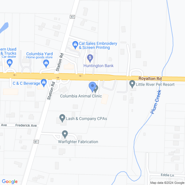 Map of veterinarians in Columbia Station, OH