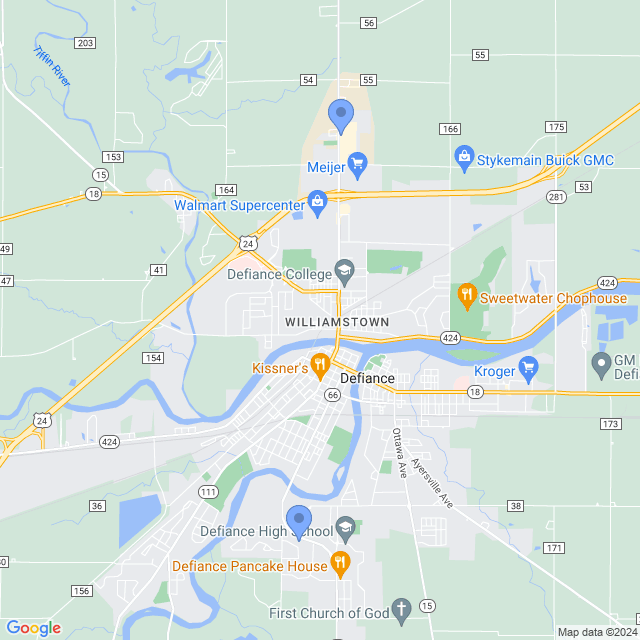 Map of veterinarians in Defiance, OH