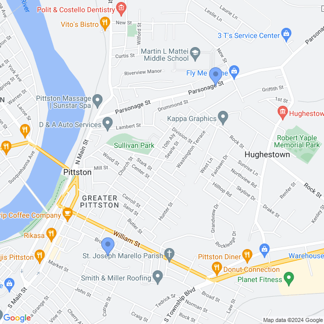 Map of veterinarians in Pittston, PA