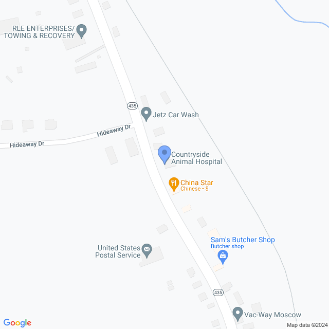 Map of veterinarians in Moscow, PA