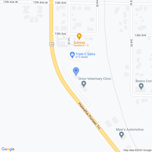 Map of veterinarians in Orion, IL