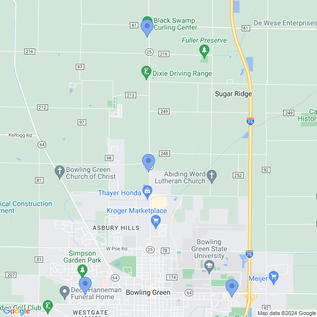 Map of veterinarians in Bowling Green, OH