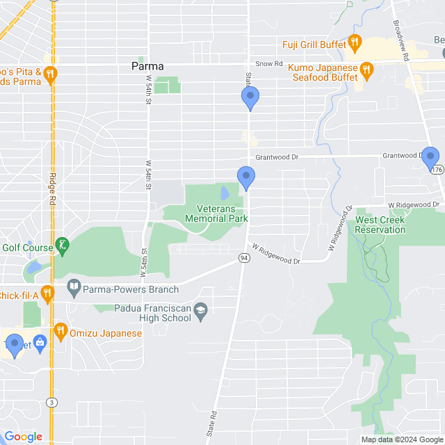 Map of veterinarians in Parma, OH