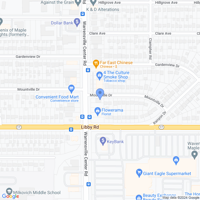 Map of veterinarians in Maple Heights, OH