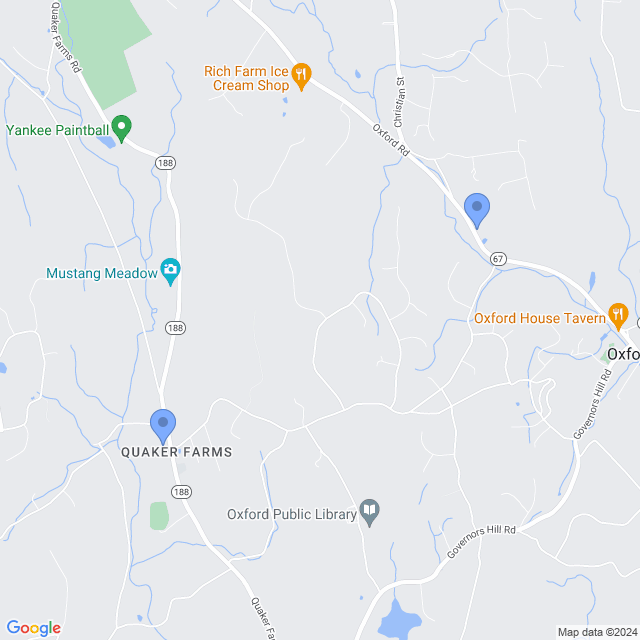 Map of veterinarians in Oxford, CT