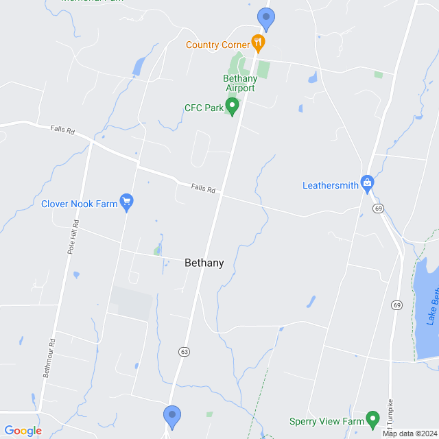 Map of veterinarians in Bethany, CT