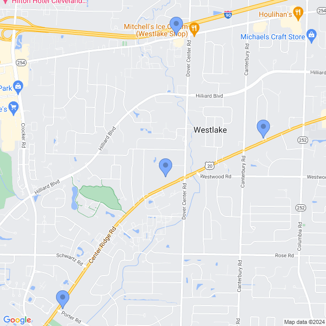 Map of veterinarians in Westlake, OH