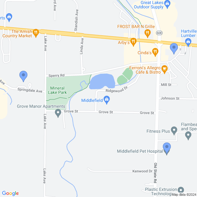 Map of veterinarians in Middlefield, OH