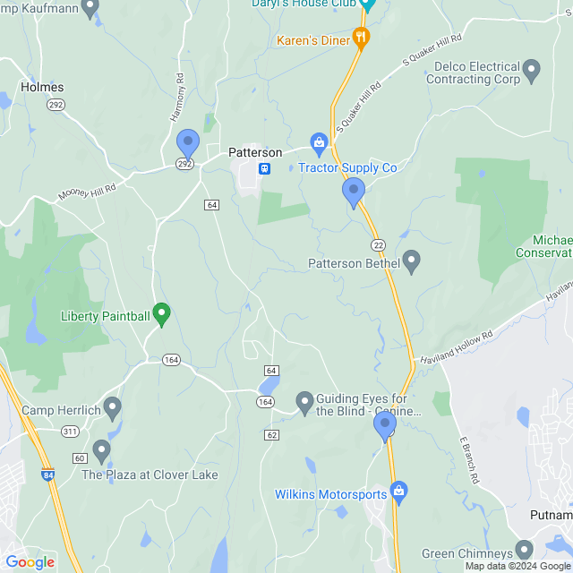 Map of veterinarians in Patterson, NY