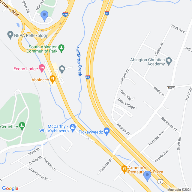 Map of veterinarians in S Abington Twp, PA