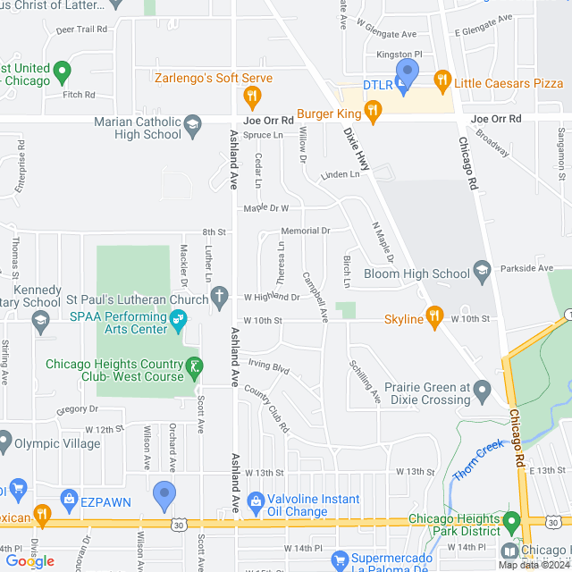 Map of veterinarians in Chicago Heights, IL