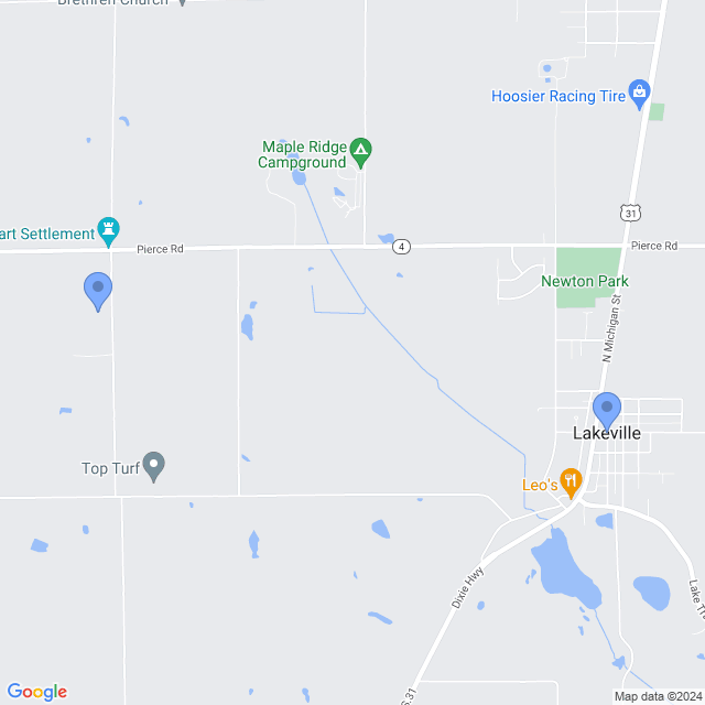 Map of veterinarians in Lakeville, IN
