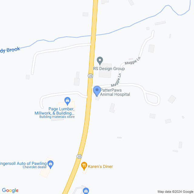 Map of veterinarians in Pawling, NY