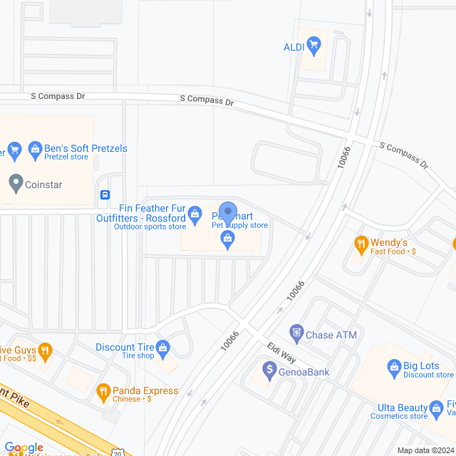 Map of veterinarians in Rossford, OH