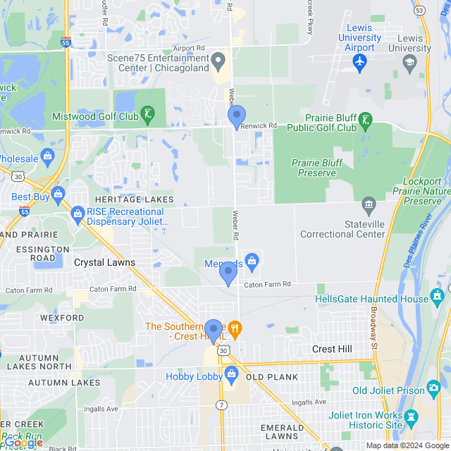Map of veterinarians in Crest Hill, IL