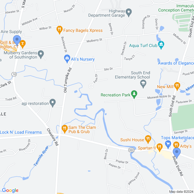 Map of veterinarians in Plantsville, CT
