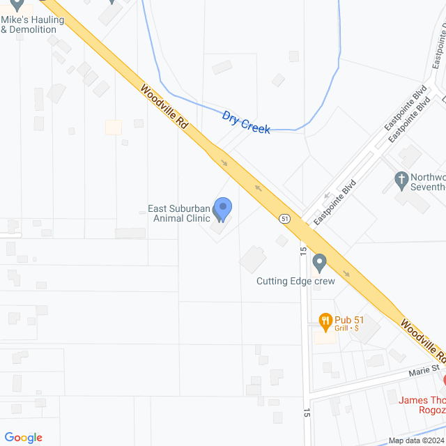 Map of veterinarians in Northwood, OH