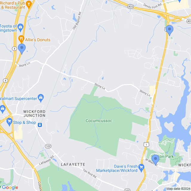 Map of veterinarians in North Kingstown, RI