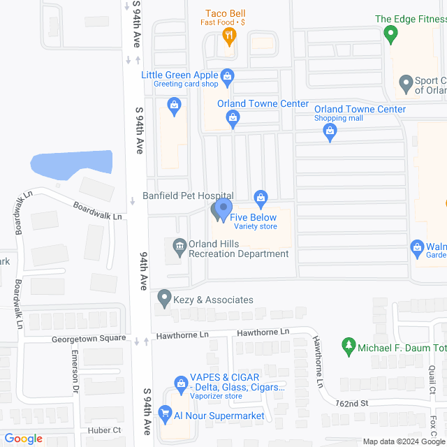 Map of veterinarians in Orland Hills, IL