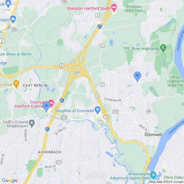 Map of veterinarians in Cromwell, CT