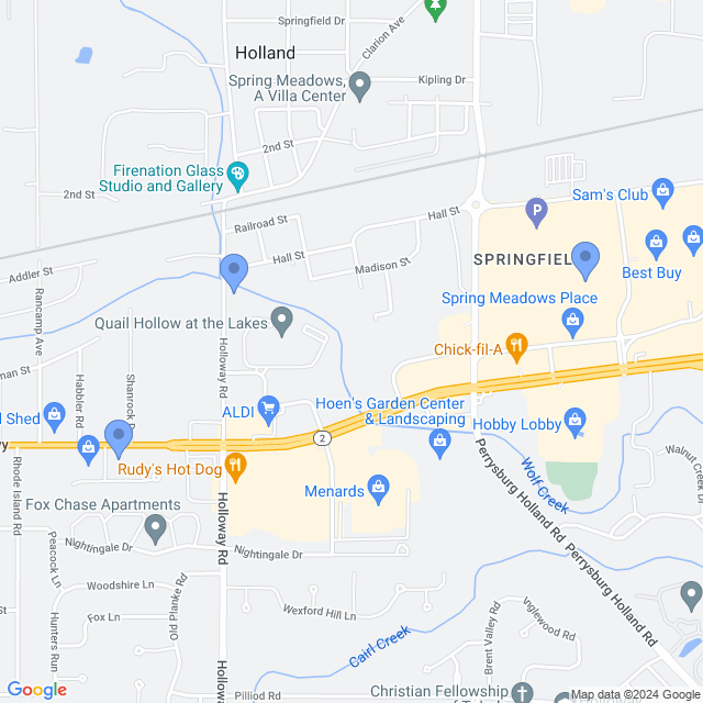 Map of veterinarians in Holland, OH