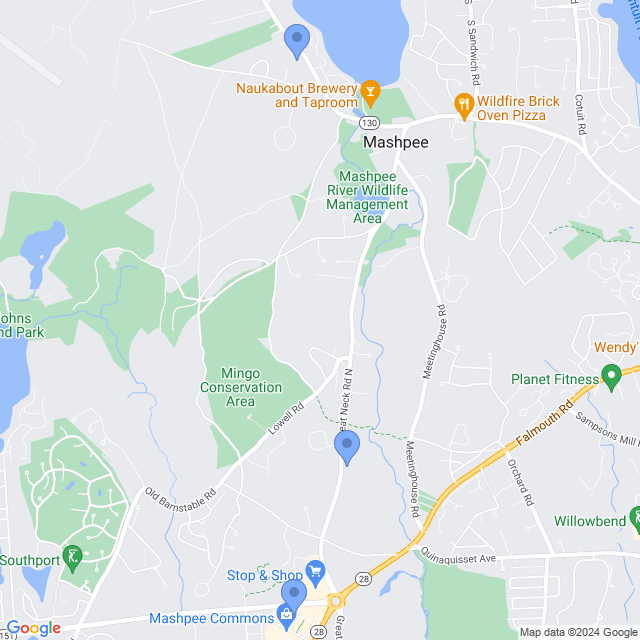 Map of veterinarians in Mashpee, MA