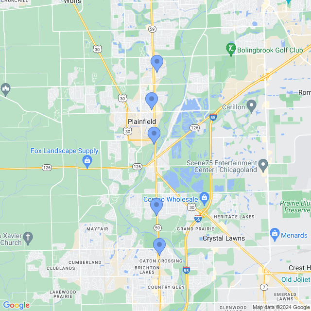 Map of veterinarians in Plainfield, IL