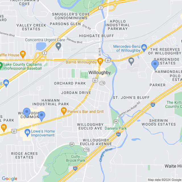 Map of veterinarians in Willoughby, OH