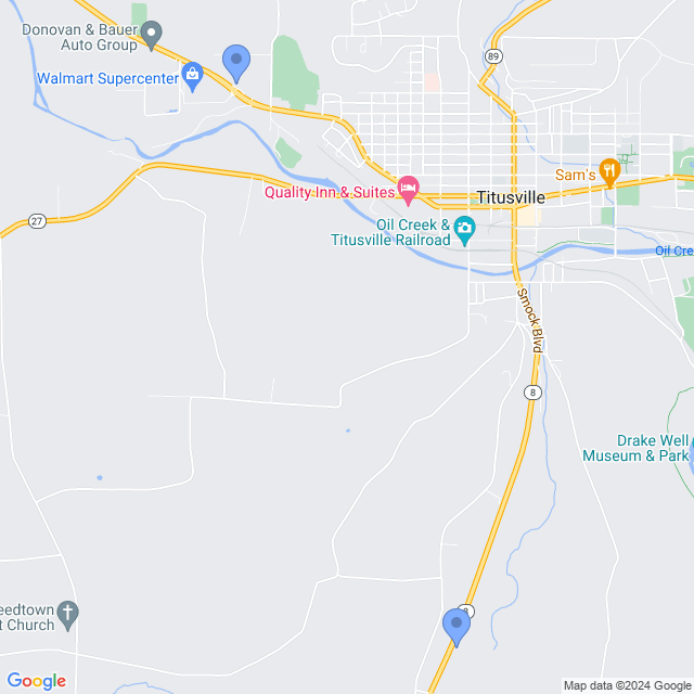 Map of veterinarians in Titusville, PA